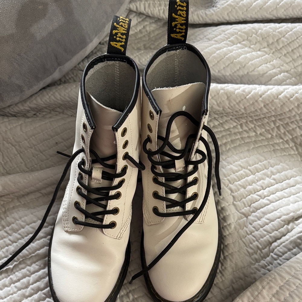 Dr. Martens White Lace-Up Boots